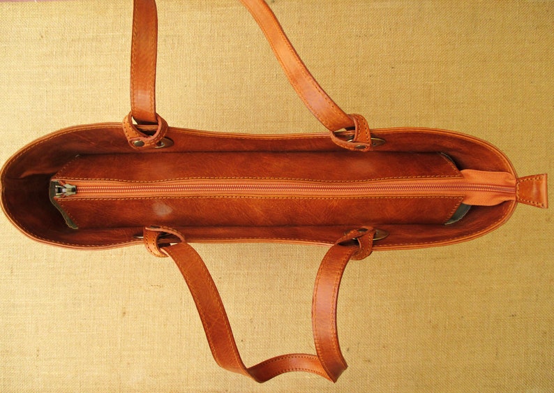 leather Tote bag, zippered carry all, large shoulder bag, handmade women bag, shopper bag image 4