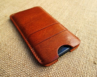 Leather iPhone case, handmade sleeve, cover