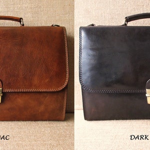 Leather slim briefcase, laptop bag, handmade portfolio, MacBook bag, messenger bag, satchel. image 4