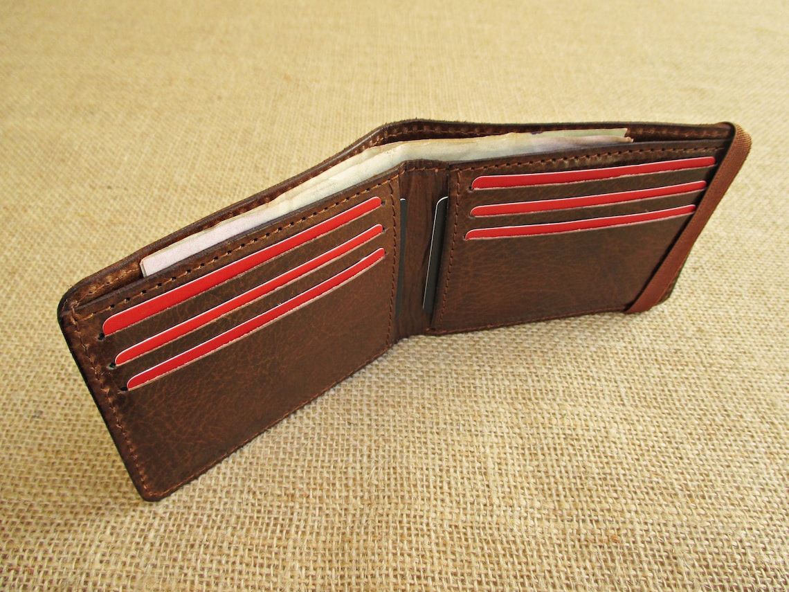 Leather Bifold Wallet Handmade Minimalist Wallet Thin - Etsy