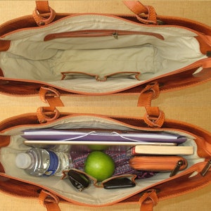 leather Tote bag, zippered carry all, large shoulder bag, handmade women bag, shopper bag image 3