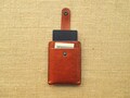 Handmade pull up card holder, leather credit card case with pull tab, minimalist wallet, thin minimal wallet, product logo