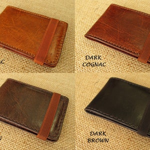 Leather credit card holder, handmade minimalist wallet, thin wallet with elastic band, slim image 6