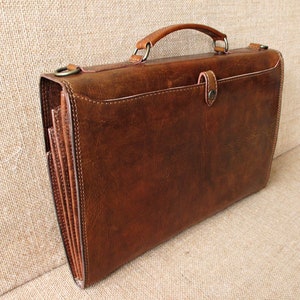 Leather slim briefcase, laptop bag, handmade portfolio, MacBook bag, messenger bag, satchel. image 3