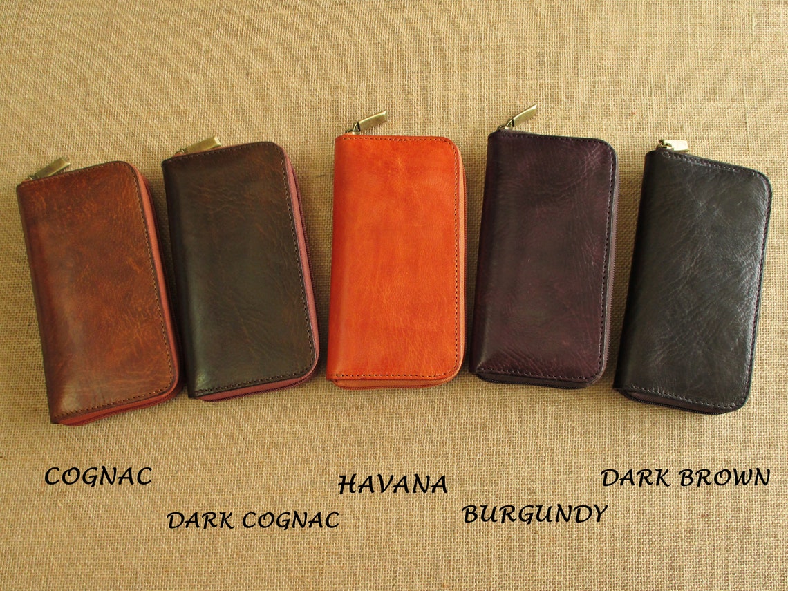Leather Zip Around Wallet Handmade Women Wallet Clutch Etsy