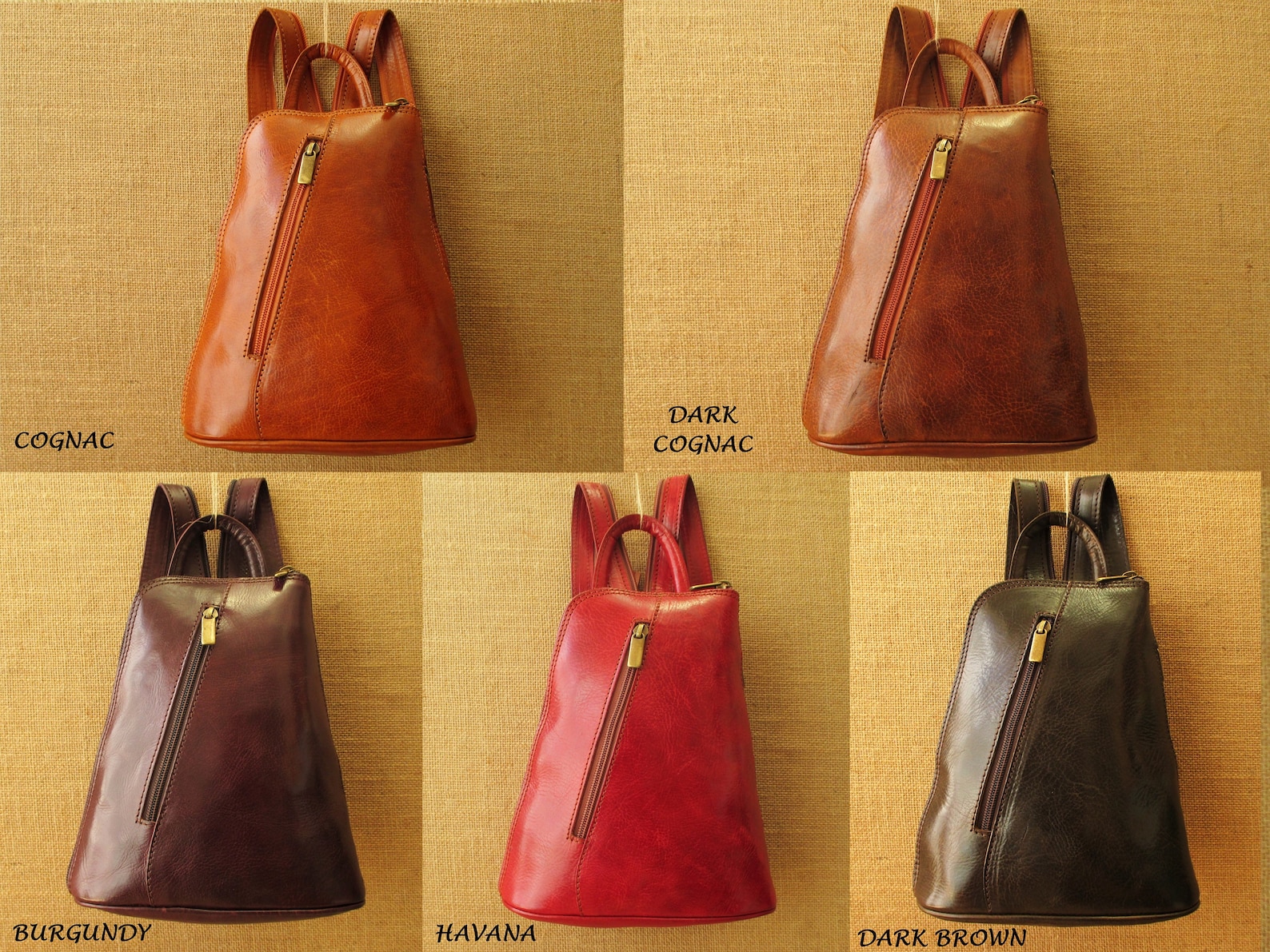 Small Leather Backpack Women Daily Backpack Zipper Strap Etsy