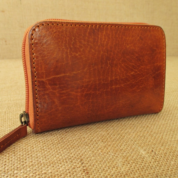 Leather zip around small wallet, handmade women wallet, clutch wallet, ladies purse