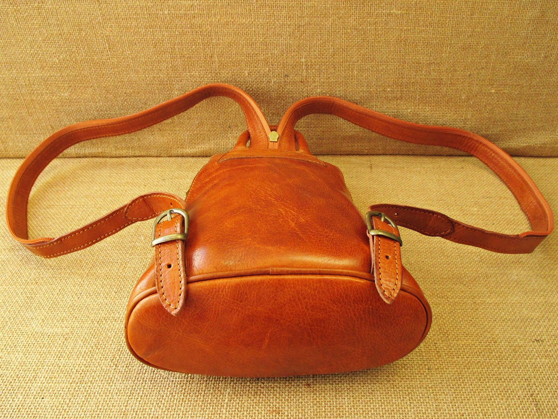 Small Leather Backpack Women Daily Backpack Zipper Strap Etsy