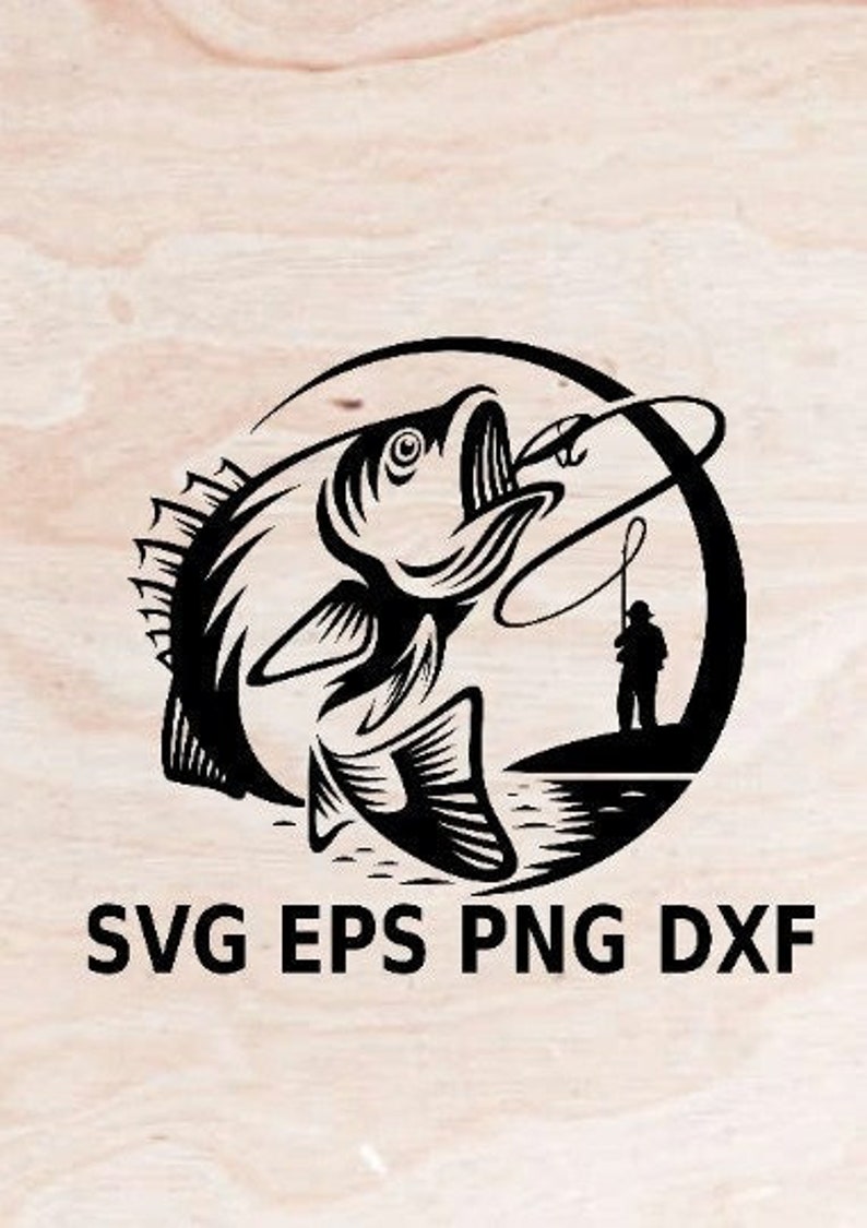 Fishing SVG EPS PNG Dxf Fish Svg Split Fish Svg Bass - Etsy