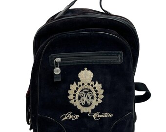 NEW Juicy Couture Black Velour Mini‎ Backpack Gold Embroidered Crown Heart Logo s-l400.jpg main image 4