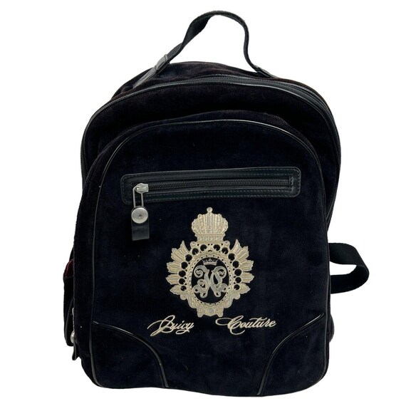 Y2K Vintage JUICY COUTURE Black Velour Backpack Bookbag  display picture 2