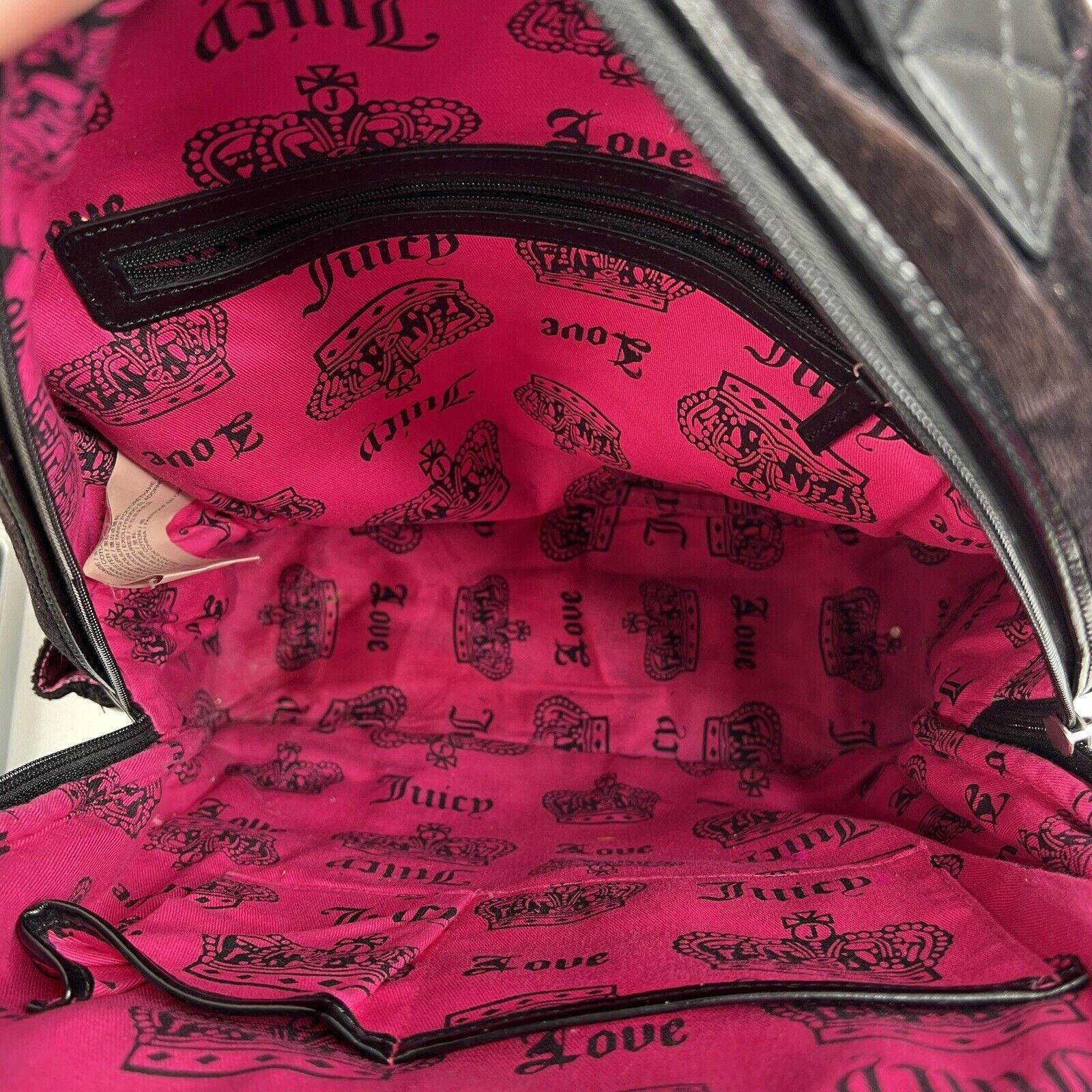Y2K Vintage JUICY COUTURE Black Velour Backpack Bookbag  display picture 1