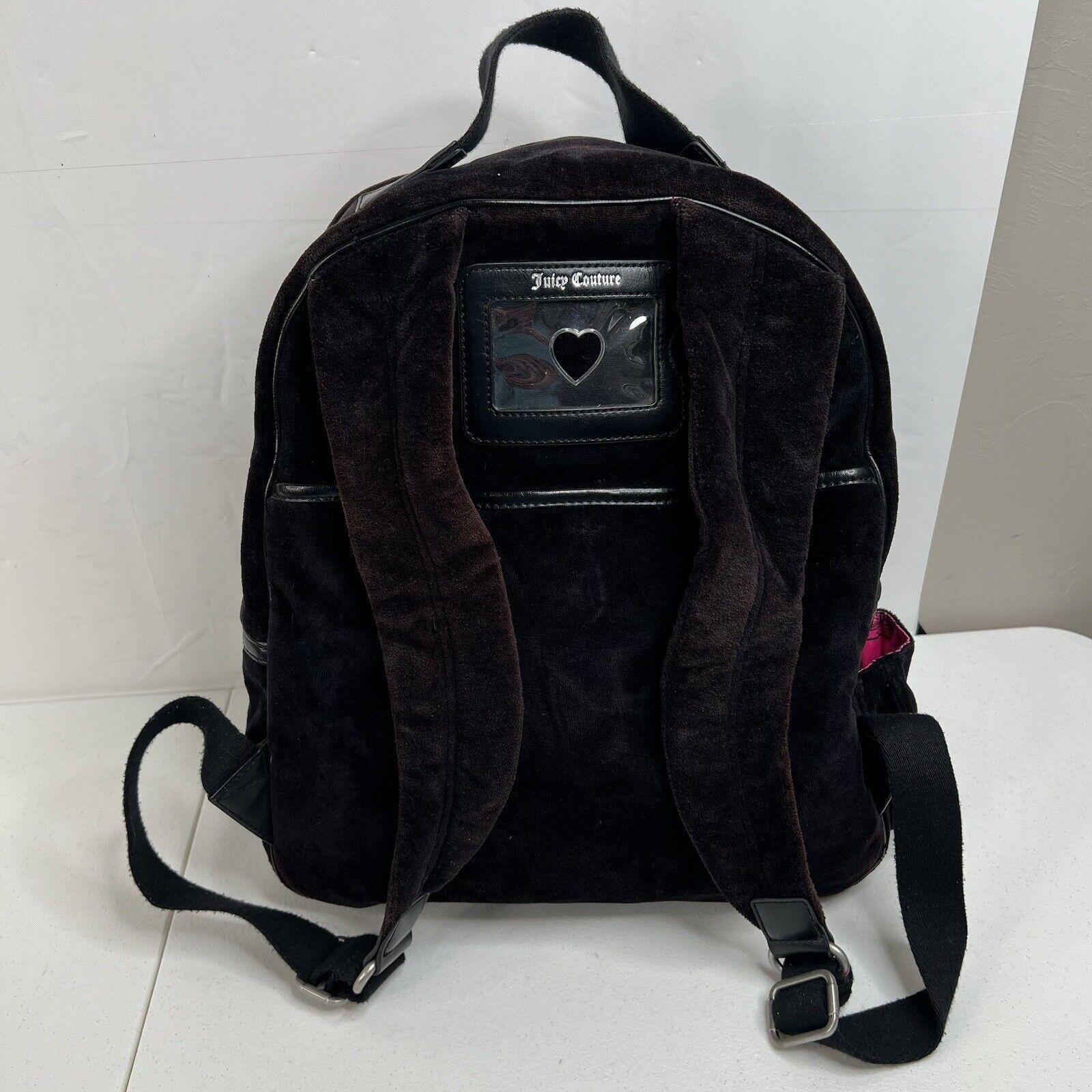 Y2K Vintage JUICY COUTURE Black Velour Backpack Bookbag  display picture 1