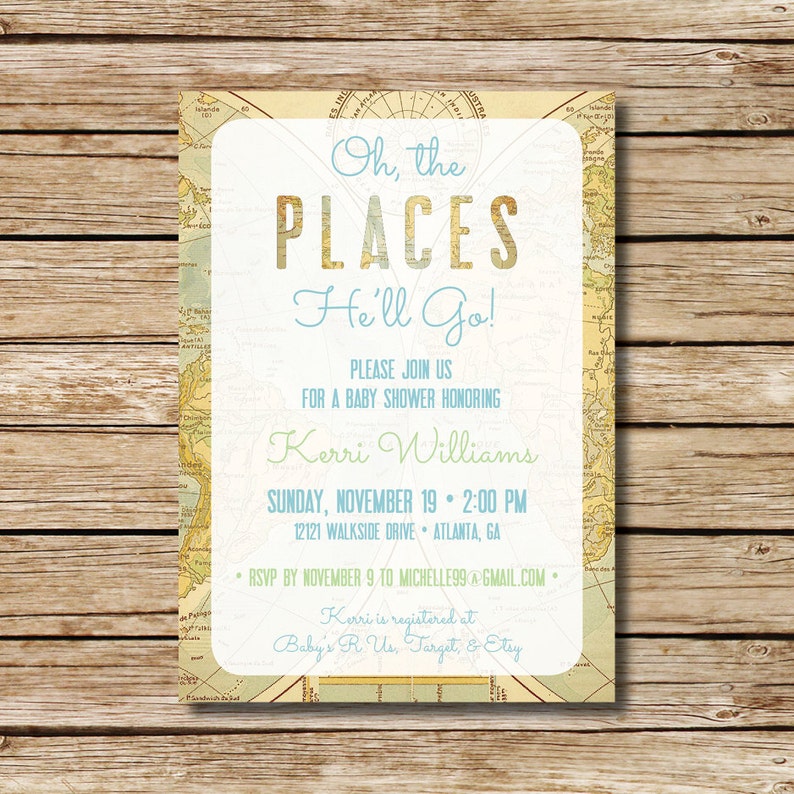 Baby Shower Invitation Travel Themed Shower Invite Baby Oh Etsy