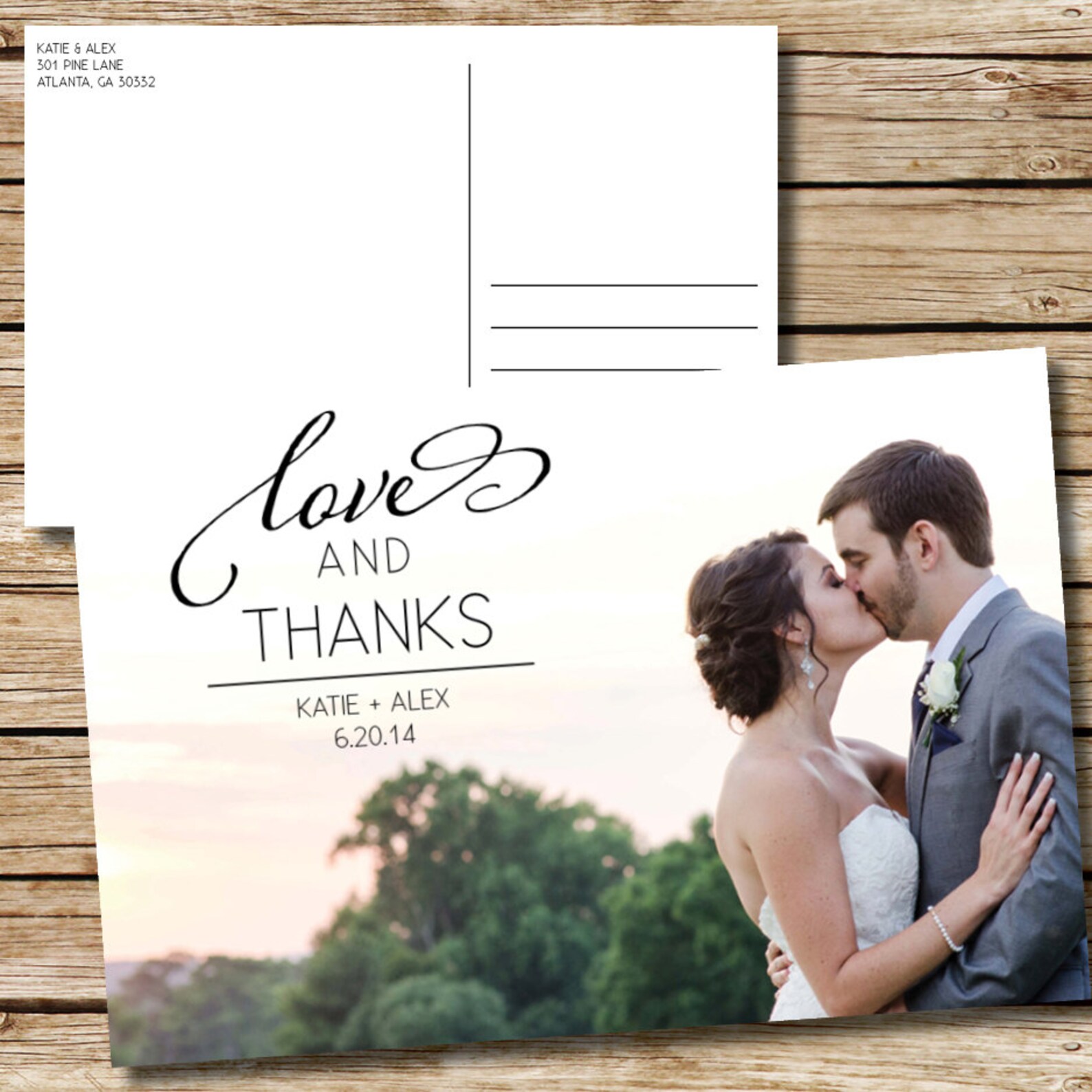 Thank You Wedding Postcard Etsy