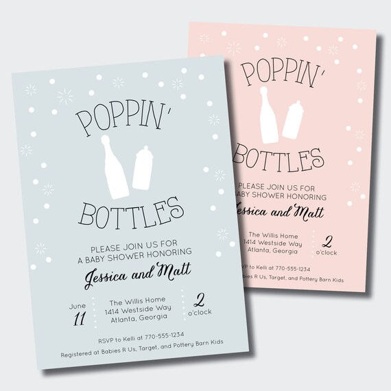 poppin bottles baby shower invitations