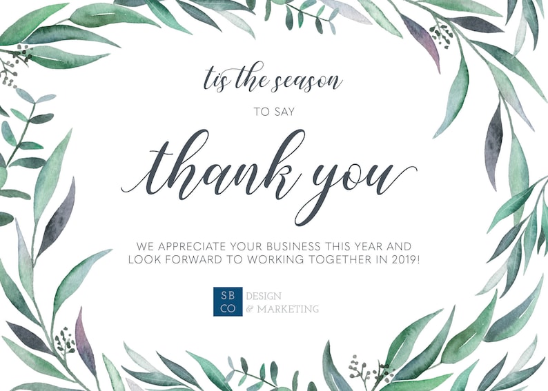 Business Thank You Card Corporate Holiday Tis The Season to Etsy