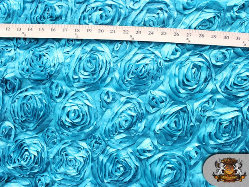 Rosette ACRYLIC SATIN Aqua Fabric 58-60 Wide Sold By the yard
