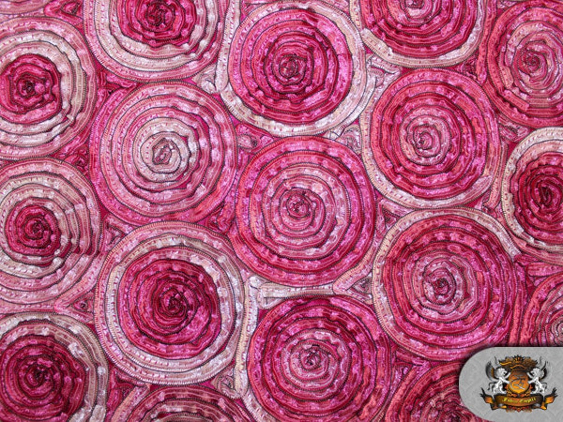 Taffeta MULTICOLOR Circle Embossed Fuchsia Fabric / 58 Etsy