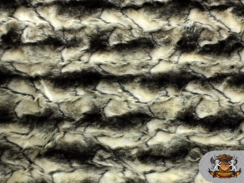 Faux Fur Long Pile Wild Rabbit Black Ivory Fabric 60 Wide Sold by the Yard