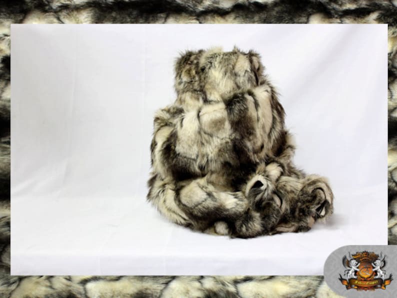 Faux Fur Long Pile Wild Rabbit Black Ivory Fabric 60 Wide Sold by the Yard