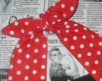 REVERSIBLE White Red Black Polka dots Rockabilly Head Scarf 50 s Pinup Vintage Retro Dolly Bow Rosie the Riveter