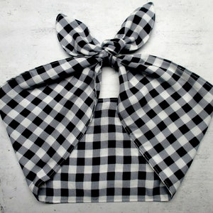 Rockabilly Hoofd Sjaal wrap Zwart Wit GINGHAM Geruite Check Wrap Tie