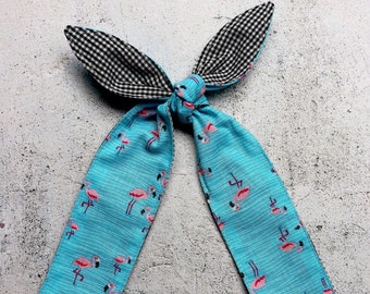 azul rosa Flamencos cabeza cabeza bufanda gingham Pin-up Vintage 50s Flamencos impresión Rockabilly bufanda bufanda wrap