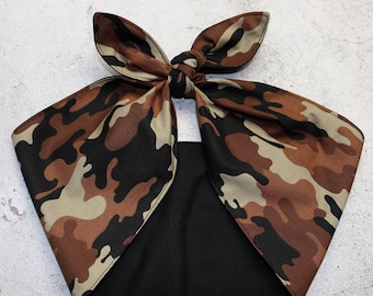 Camouflage Headband Head Scarf Camo knot hair wrap scarf  Vintage Retro Style Head Wrap Scarf