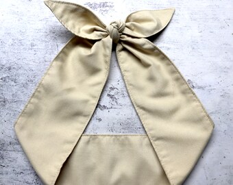Kopftuch Rockabilly HEAD SCARF Beige Uni-Stirnband golden Pin-up Vintage Retro Style 50er Jahre Wrap