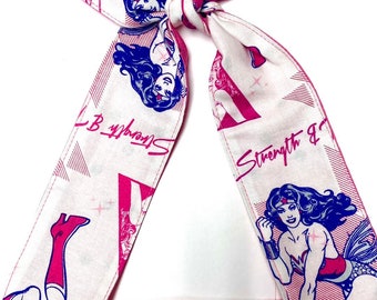 Wonder Woman PINK Super hero Rockabilly Headband Head scarf Tie optional wired COMICS  Head Wrap Bandana