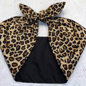 Rockabilly EXTRA wide Headband Leopard Cheetah Head hair Wrap Scarf Bandana tie