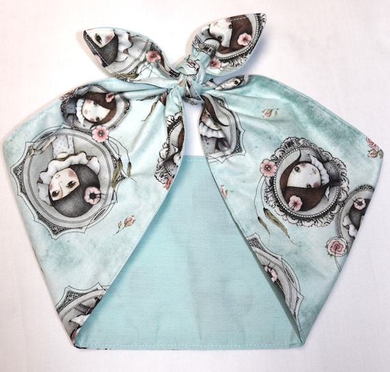 pastel Light blue Hair wrap Rockabilly Head Scarf Wrap pin up Bandana