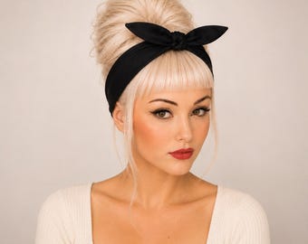Black Head Scarf, Self Tie Hair Wrap, Alternative Fashion Headband, Vintage Inspired Hair Accessory, Dark Feminine Style