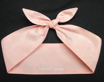 Pañuelo para la cabeza Light PINK Rockabilly Vintage Retro Style Head scarf Wrap Tie Bandana anudada diadema