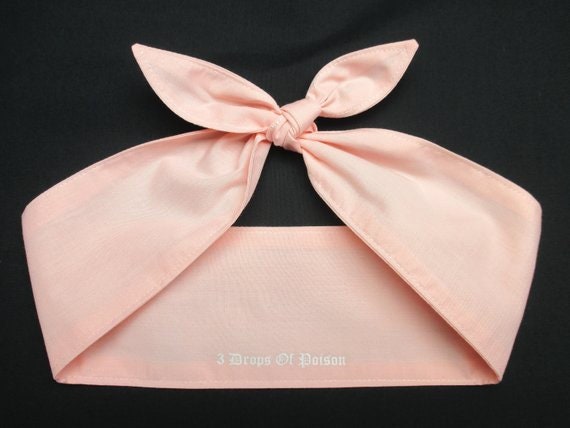 Head Scarf Light PINK Rockabilly Vintage Retro Style Head scarf Wrap Tie  Bandana knotted headband