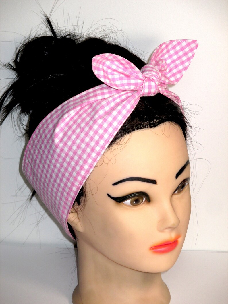 pink flamingo gingham dot pin up rockabilly vintage bandana