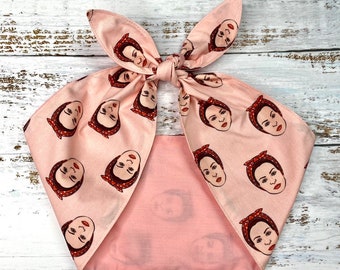 Pink Head Scarf wrap Retro Bow Rosie the Riveter