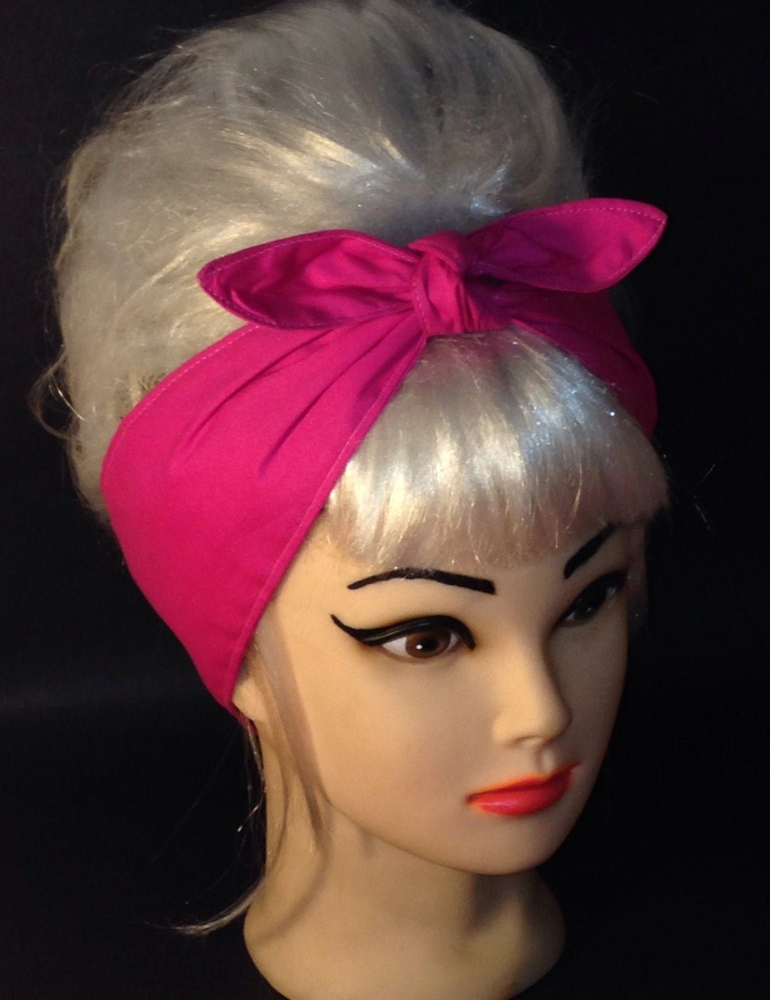 Hair Wrap Head Scarf Headband Pink Knot Head Scarf Rockabilly - Etsy