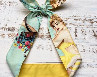 Sexy Pinup Girl floral Headband head scarf Pin-up retro  50s Rockabilly bow wrap tie