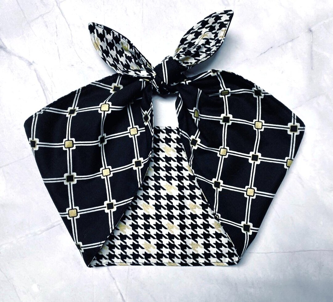 Black GOLD Headband Rockabilly Head Scarf Wrap Dolly Bow Head Scarf ...