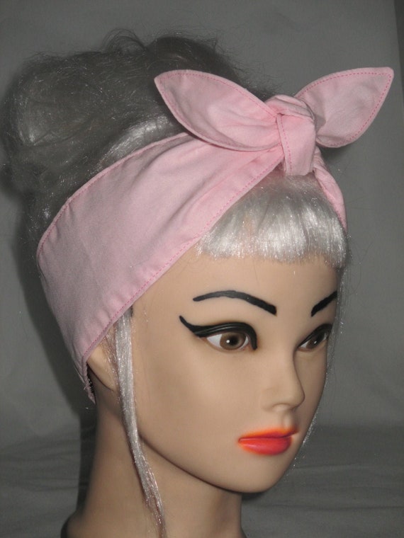 Light Pink Hair Wrap headband Head Scarf Pinup Vintage Retro Style 50s  Rockabilly