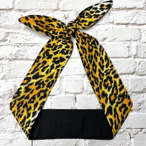 Rockabilly Bow Headband Leopard Cheetah Head Wrap Scarf hair Bandana headband