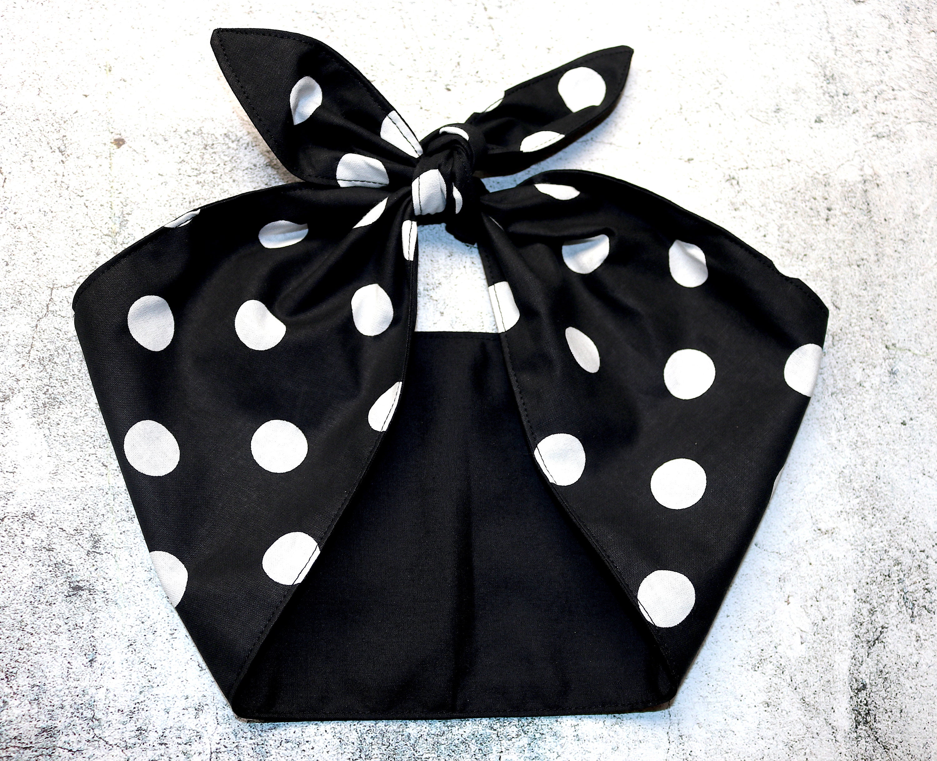 Black & White Polka Dots Hair Wrap Head Scarf Bow Bandana Rockabilly ...