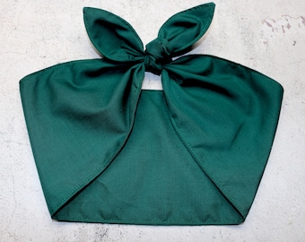 Extra wide Headband Solid green dolly bow Rockabilly Pin-up Head scarf hair Wrap Tie