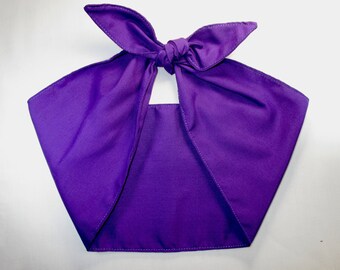 Extra wide Solid Purple Violet Hair Wrap Head Scarf Pinup Rockabilly hair wrap
