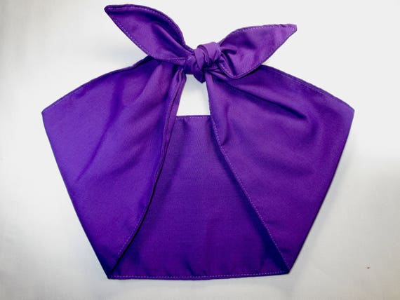 Extra Wide Solid Purple Violet Hair Wrap Head Scarf Pinup