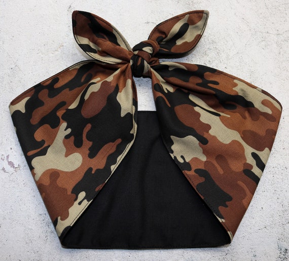 Camouflage Headband Head Scarf Camo knot hair wrap scarf Vintage Retro  Style Head Wrap Scarf