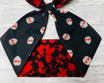 Black Blood Splatter Jason Voorhees Horror Kopftuch Stirnband Pinup Rockabilly Haargummis Dolly Bow Psychobilly Halloween