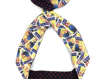 Wired Hair wrap Rosie the Riveter Rockabilly wire headband Head Scarf vintage bow Retro